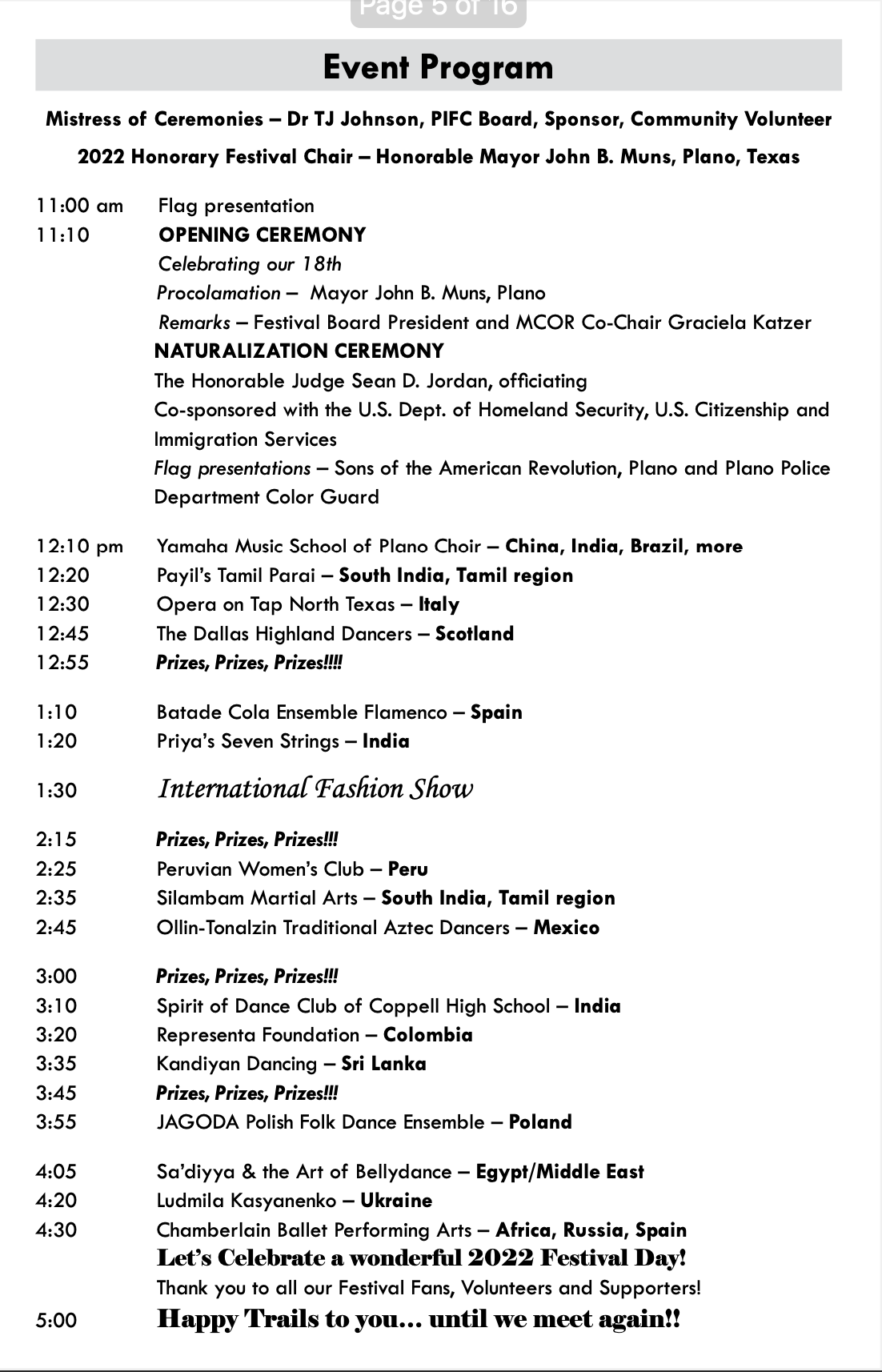 On Stage Program Plano International Festival